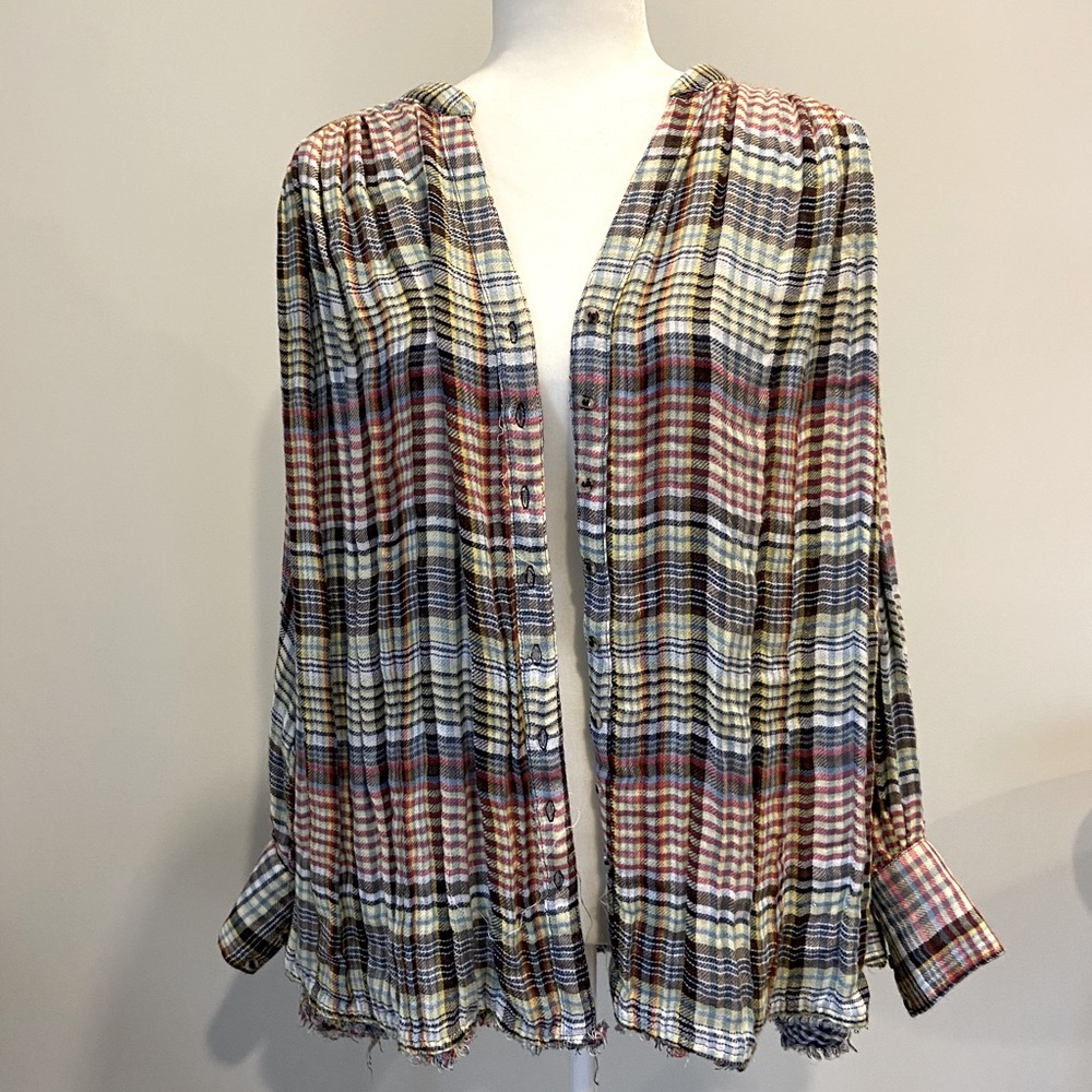 ~Free People Oversized Plaid Shirt~